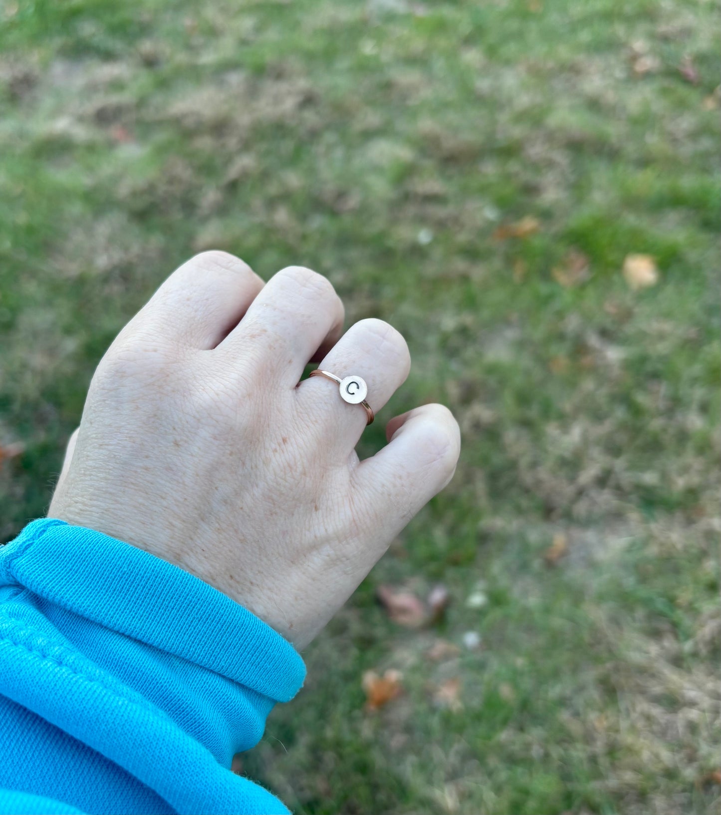 Stamped Initial Ring