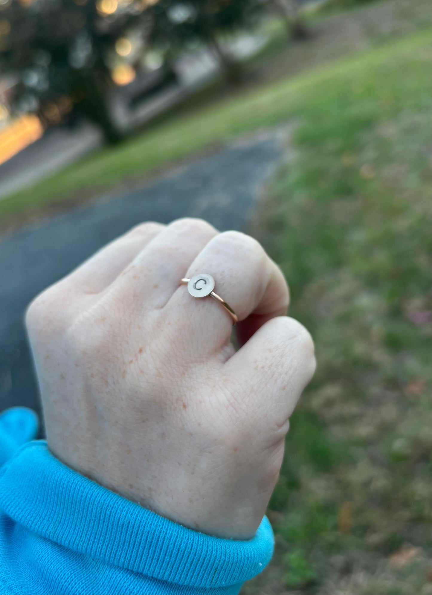 Stamped Initial Ring