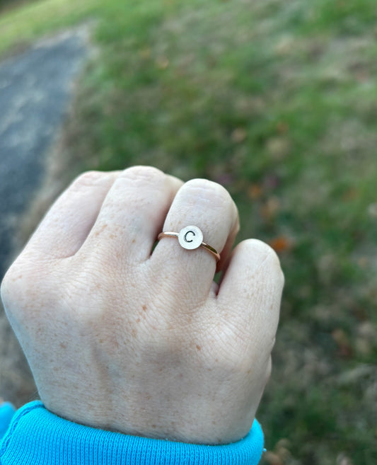 Stamped Initial Ring
