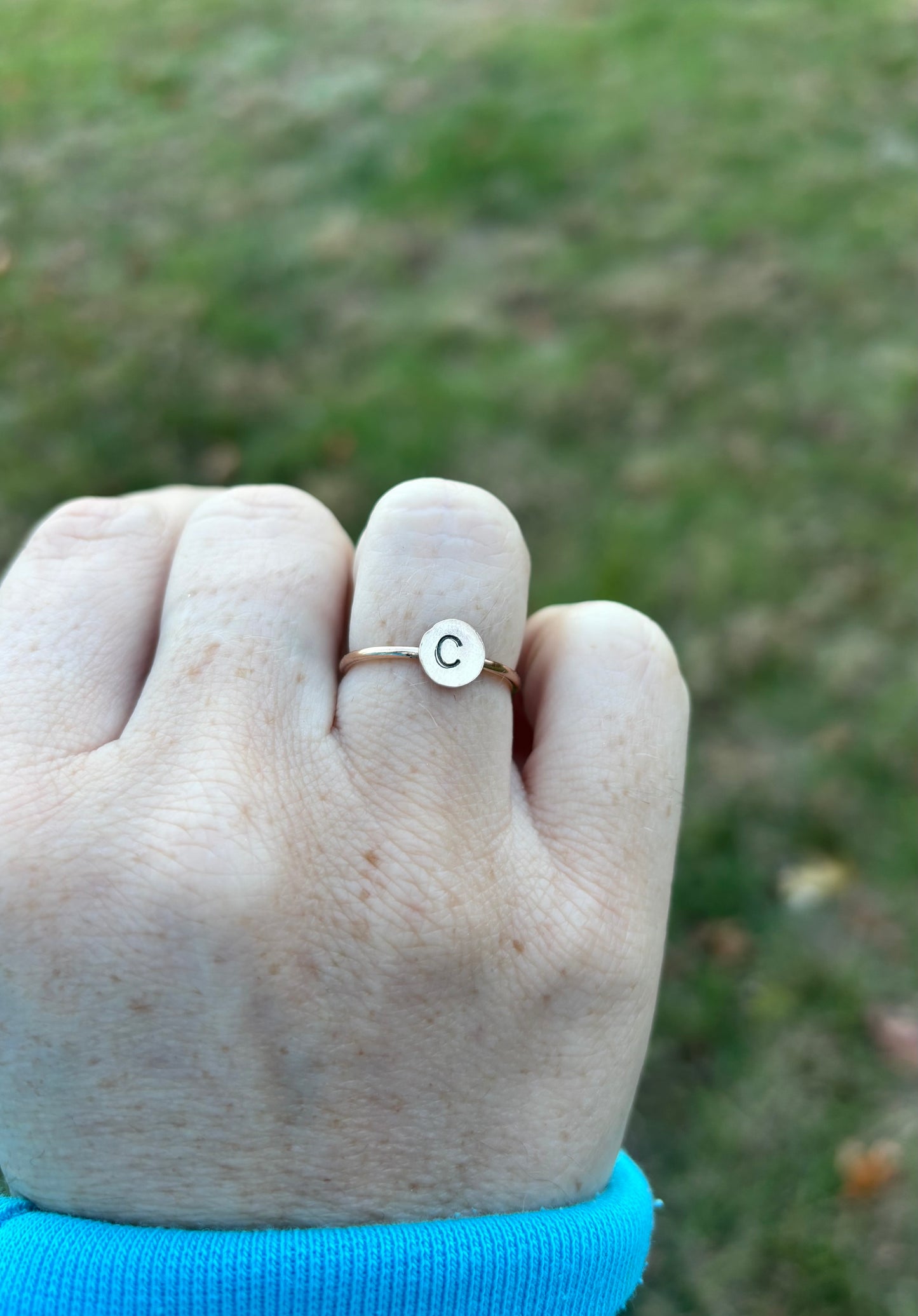 Stamped Initial Ring