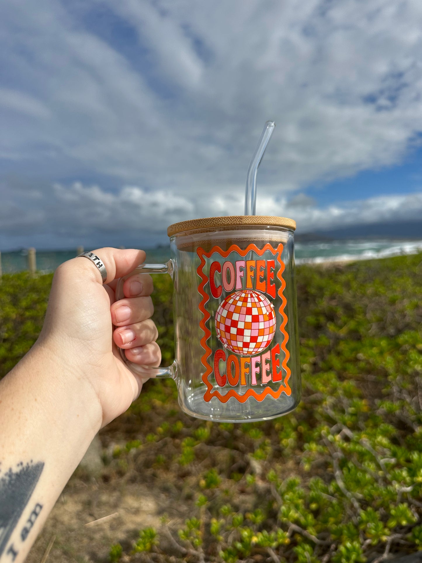 Coffee is life 16 oz Glass Mug