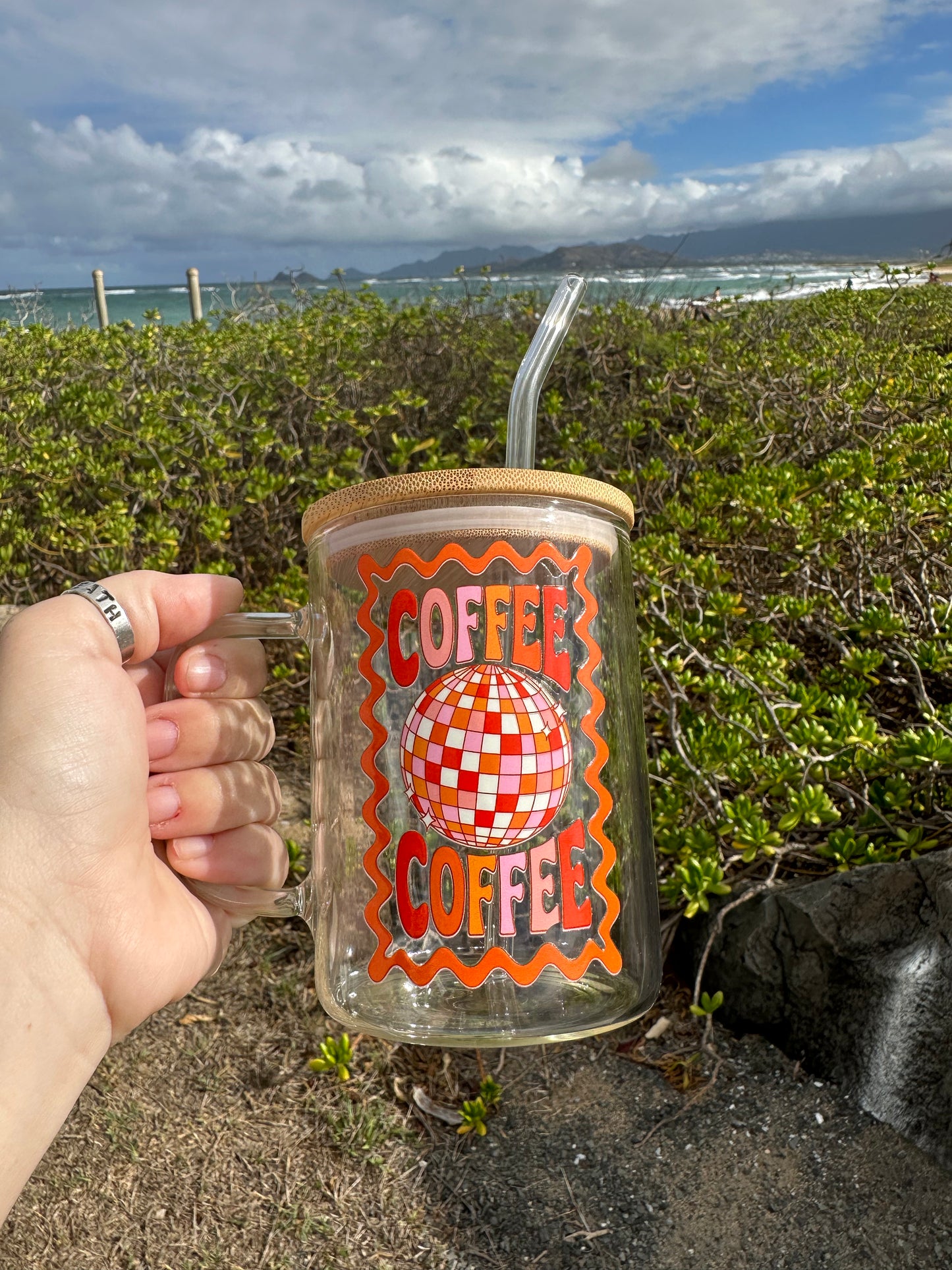 Coffee is life 16 oz Glass Mug