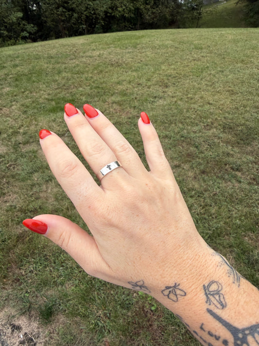 Cross Hand stamped thick band