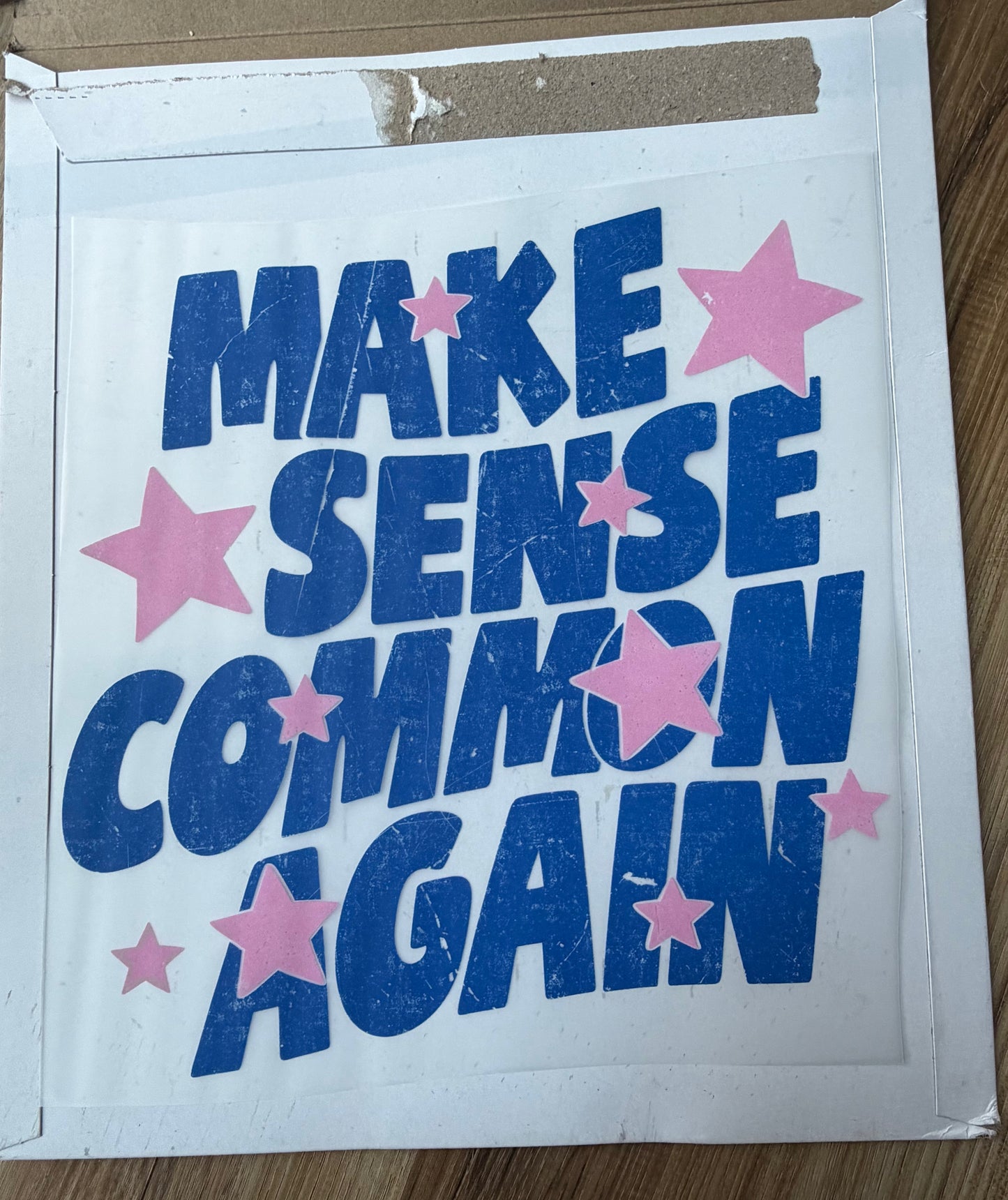 Make Sense Common Again - Blue and Pink