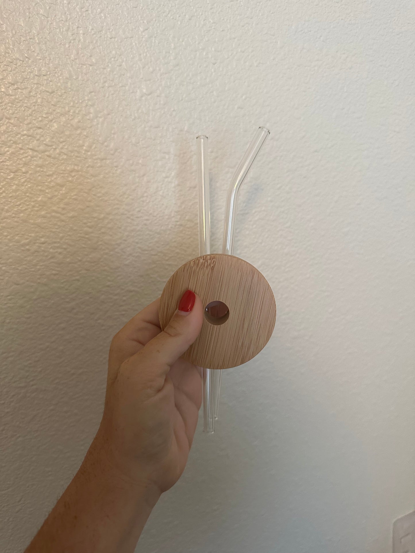 glass straw & bamboo lid