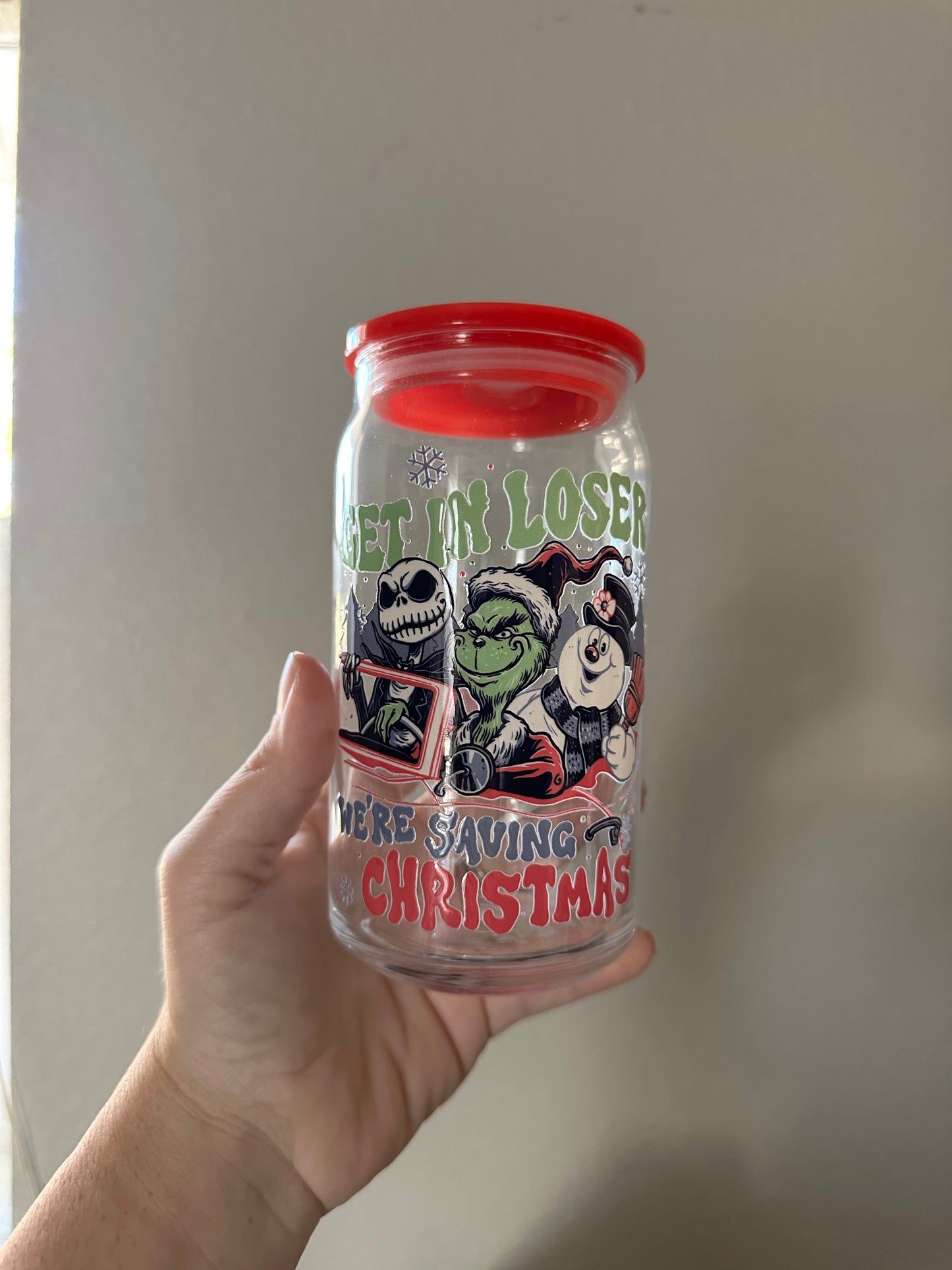 Saving Christmas beer can cup