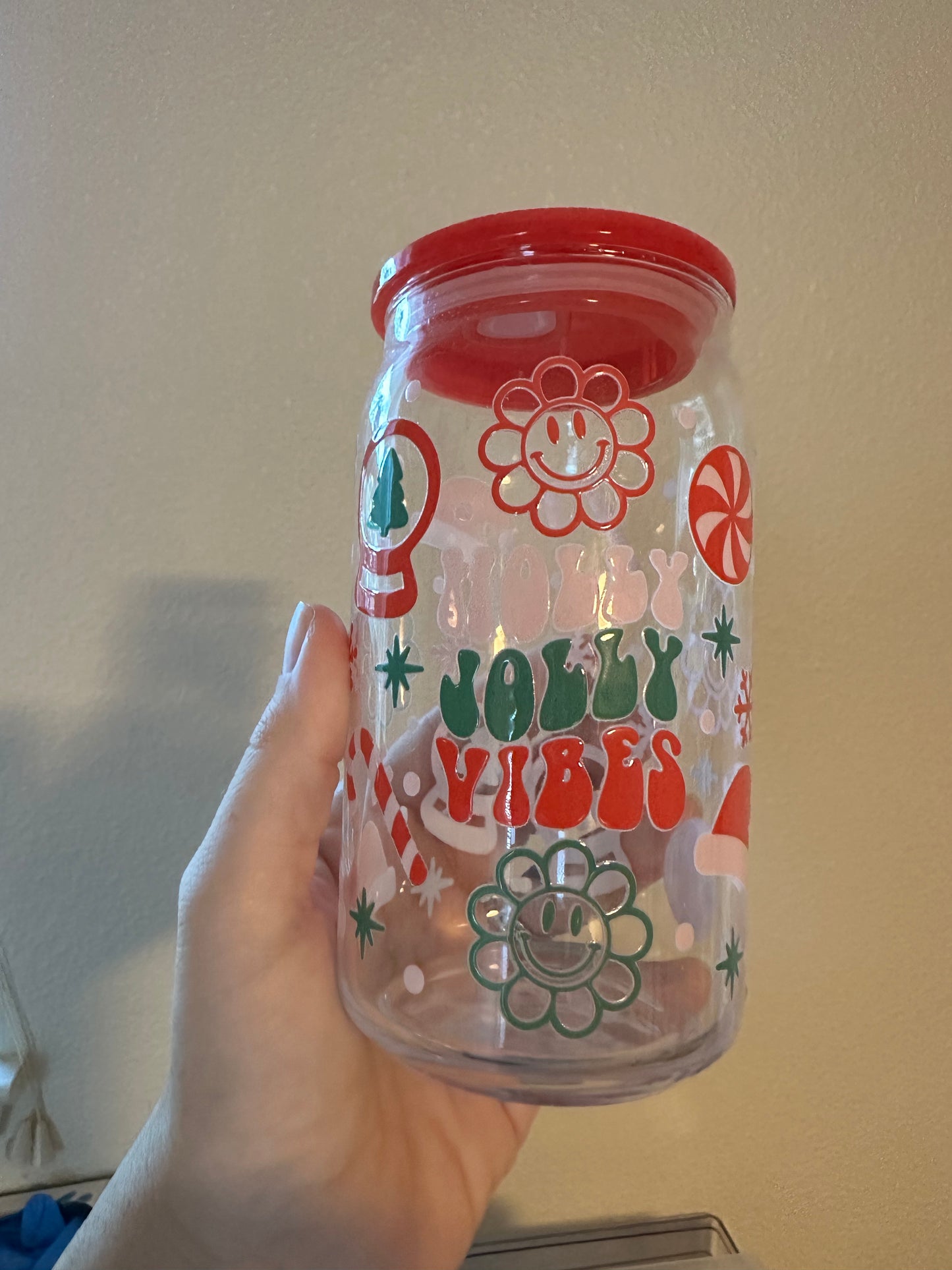 Holly Jolly Christmas beer can cup