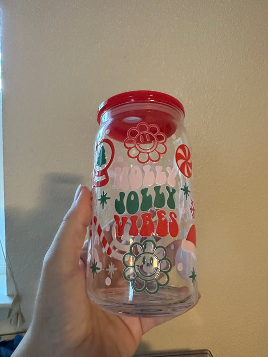 Holly Jolly Christmas beer can cup